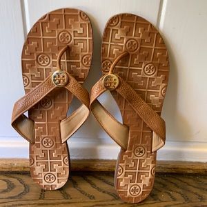 Tory Burch Brown Sandals with Gold Hardware